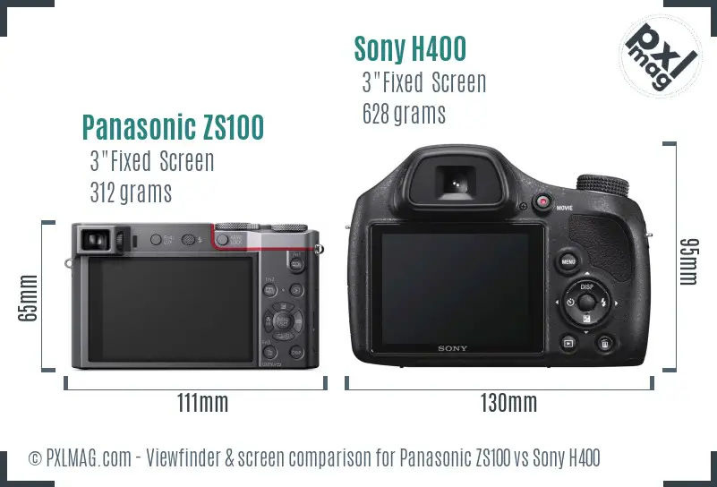 Panasonic ZS100 vs Sony H400 Screen and Viewfinder comparison