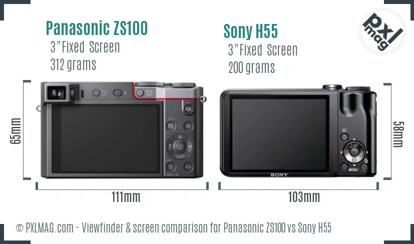 Panasonic ZS100 vs Sony H55 Screen and Viewfinder comparison Panasonic ZS100 vs Sony H55 Screen and Viewfinder comparison
