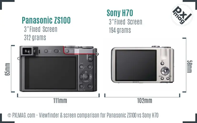 Panasonic ZS100 vs Sony H70 Screen and Viewfinder comparison