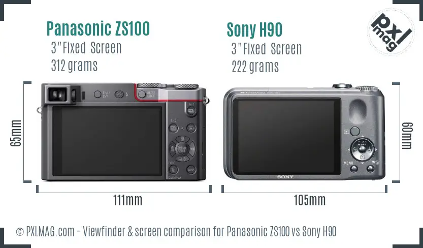 Panasonic ZS100 vs Sony H90 Screen and Viewfinder comparison