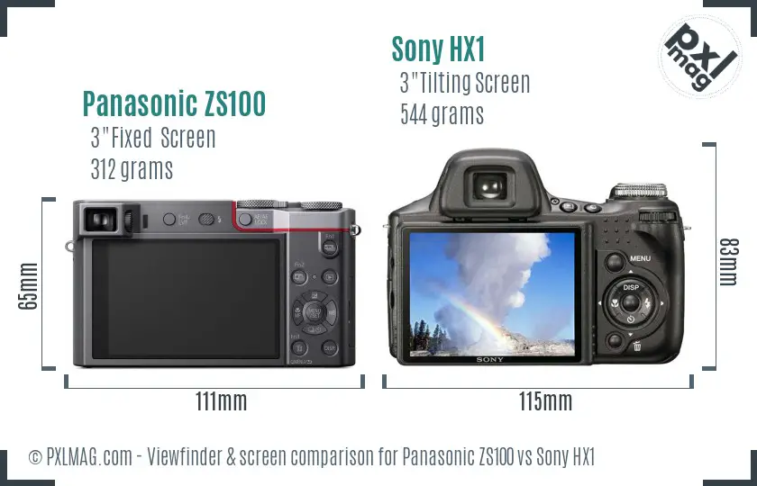 Panasonic ZS100 vs Sony HX1 Screen and Viewfinder comparison