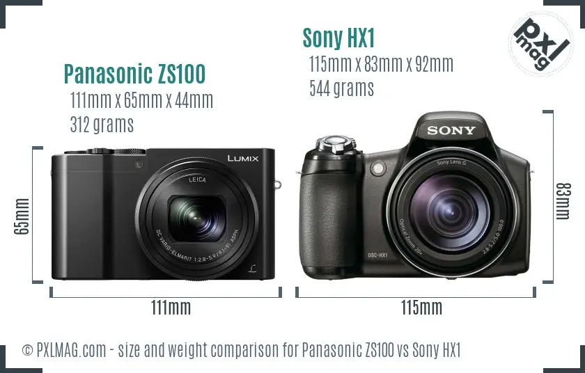 Panasonic ZS100 vs Sony HX1 size comparison