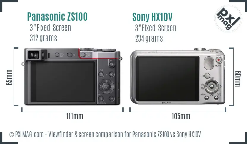 Panasonic ZS100 vs Sony HX10V Screen and Viewfinder comparison