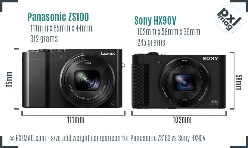 Panasonic ZS100 vs Sony HX90V size comparison Panasonic ZS100 vs Sony HX90V size comparison