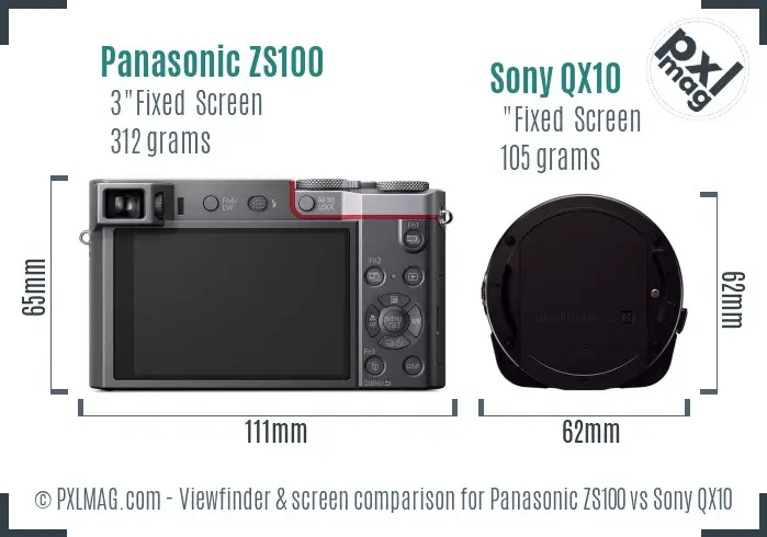 Panasonic ZS100 vs Sony QX10 Screen and Viewfinder comparison Panasonic ZS100 vs Sony QX10 Screen and Viewfinder comparison