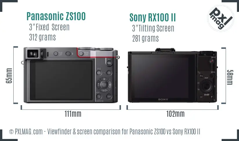 Panasonic ZS100 vs Sony RX100 II Screen and Viewfinder comparison