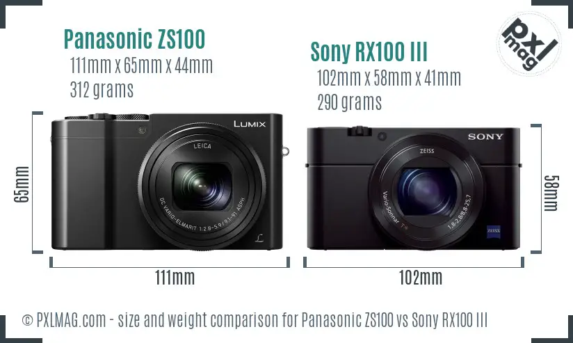 Panasonic ZS100 vs Sony RX100 III size comparison