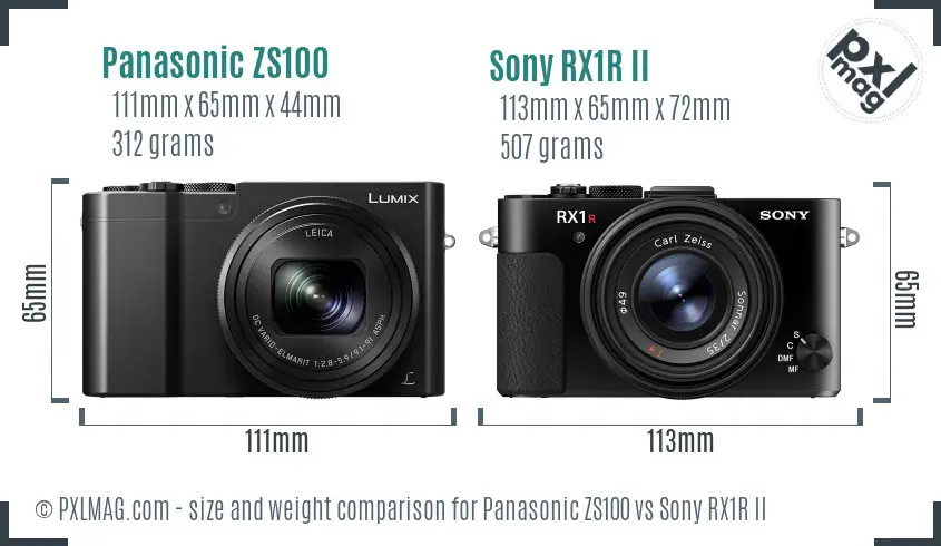 Panasonic ZS100 vs Sony RX1R II size comparison