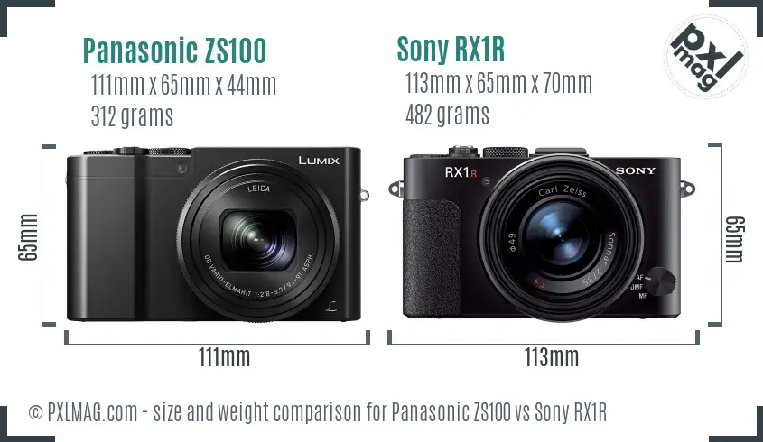 Panasonic ZS100 vs Sony RX1R size comparison