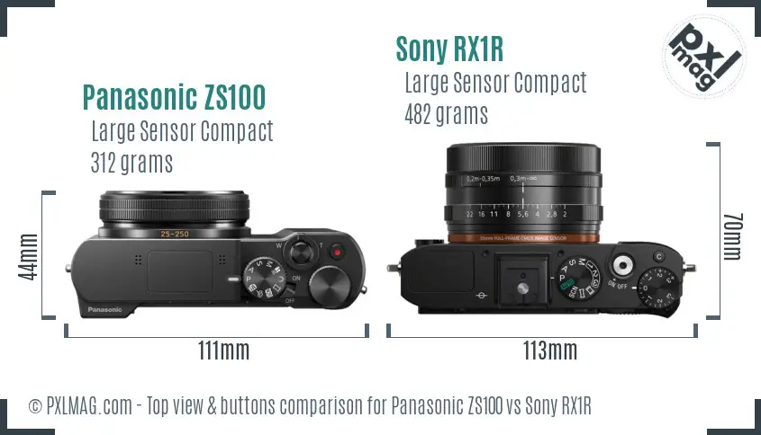 Panasonic ZS100 vs Sony RX1R top view buttons comparison