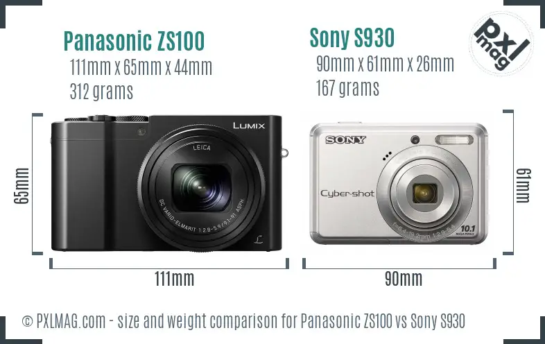 Panasonic ZS100 vs Sony S930 size comparison
