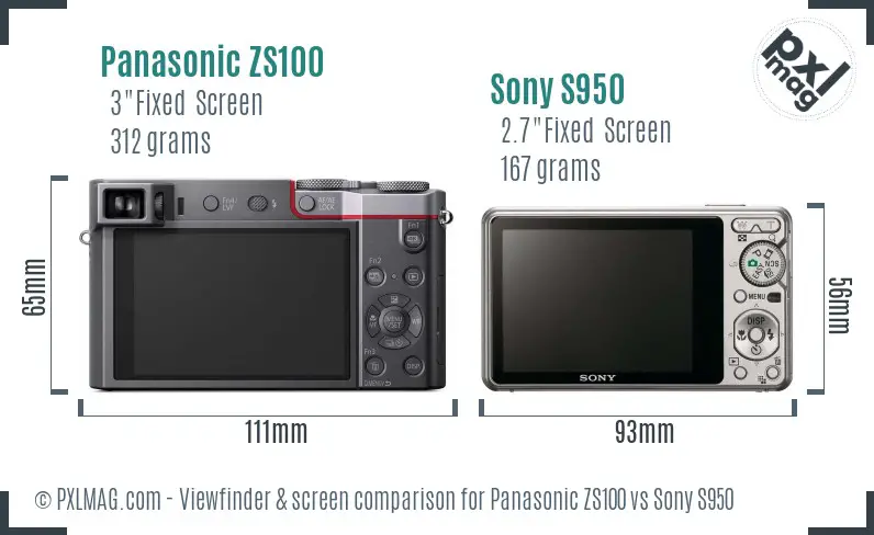 Panasonic ZS100 vs Sony S950 Screen and Viewfinder comparison Panasonic ZS100 vs Sony S950 Screen and Viewfinder comparison