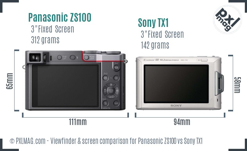 Panasonic ZS100 vs Sony TX1 Screen and Viewfinder comparison