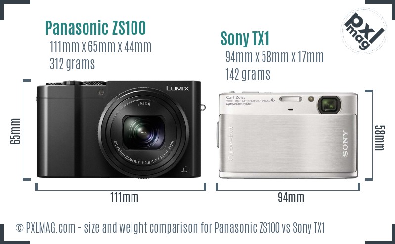 Panasonic ZS100 vs Sony TX1 size comparison