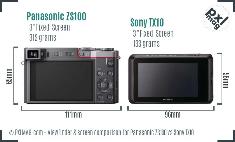 Panasonic ZS100 vs Sony TX10 Screen and Viewfinder comparison Panasonic ZS100 vs Sony TX10 Screen and Viewfinder comparison