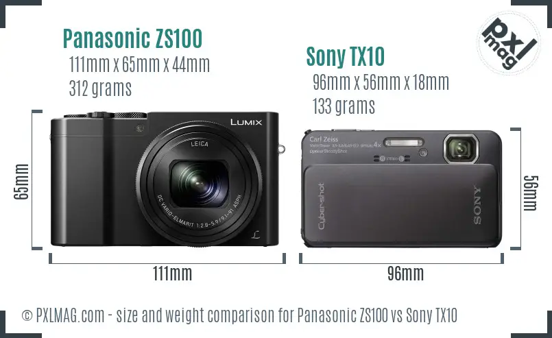 Panasonic ZS100 vs Sony TX10 size comparison Panasonic ZS100 vs Sony TX10 size comparison