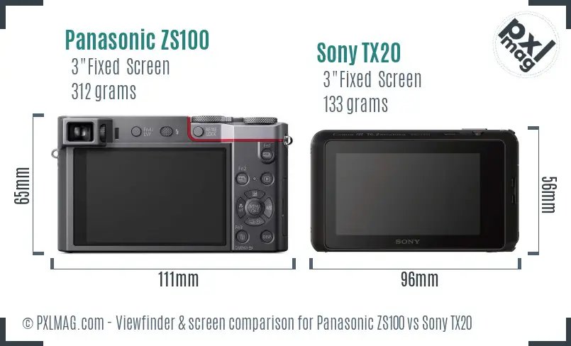 Panasonic ZS100 vs Sony TX20 Screen and Viewfinder comparison