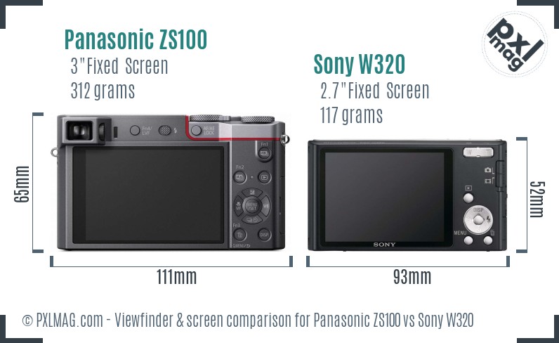 Panasonic ZS100 vs Sony W320 Screen and Viewfinder comparison