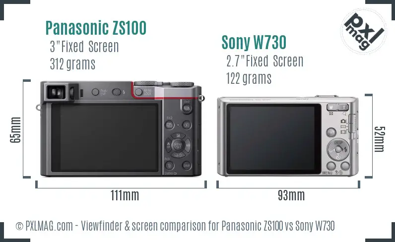 Panasonic ZS100 vs Sony W730 Screen and Viewfinder comparison Panasonic ZS100 vs Sony W730 Screen and Viewfinder comparison