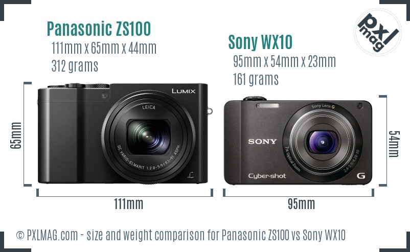 Panasonic ZS100 vs Sony WX10 size comparison Panasonic ZS100 vs Sony WX10 size comparison