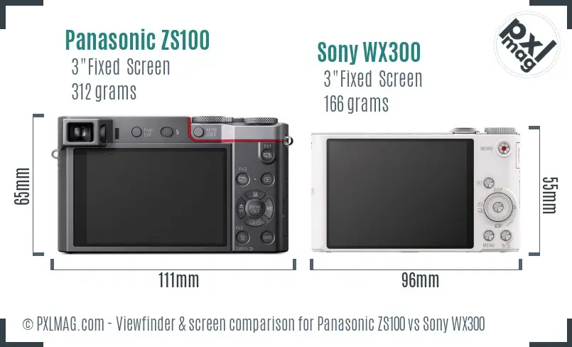 Panasonic ZS100 vs Sony WX300 Screen and Viewfinder comparison