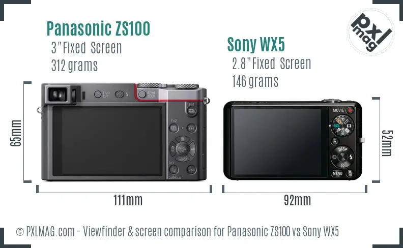 Panasonic ZS100 vs Sony WX5 Screen and Viewfinder comparison