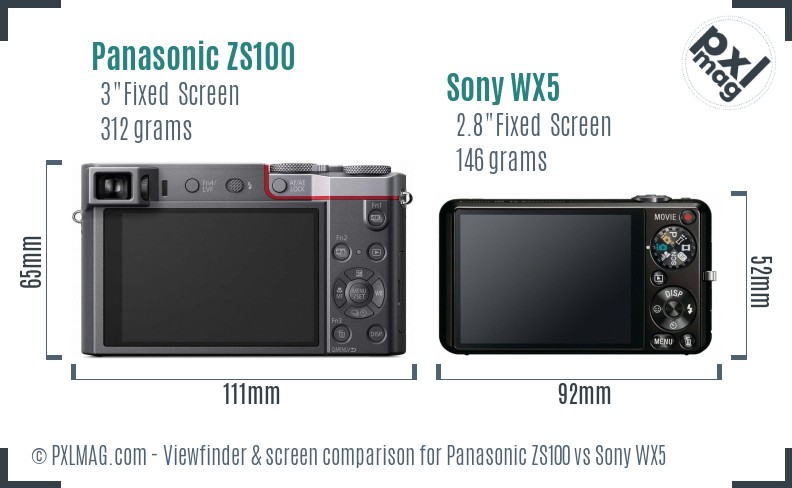 Panasonic ZS100 vs Sony WX5 Screen and Viewfinder comparison