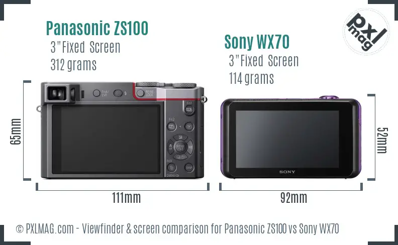 Panasonic ZS100 vs Sony WX70 Screen and Viewfinder comparison Panasonic ZS100 vs Sony WX70 Screen and Viewfinder comparison