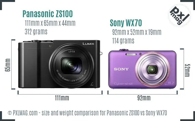 Panasonic ZS100 vs Sony WX70 size comparison Panasonic ZS100 vs Sony WX70 size comparison