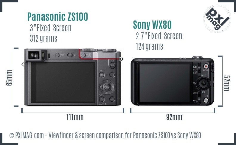 Panasonic ZS100 vs Sony WX80 Screen and Viewfinder comparison