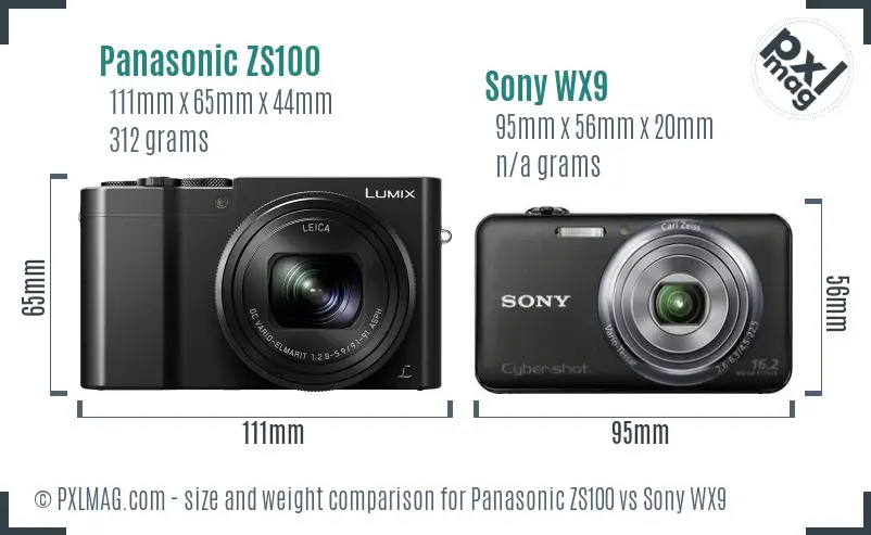 Panasonic ZS100 vs Sony WX9 size comparison