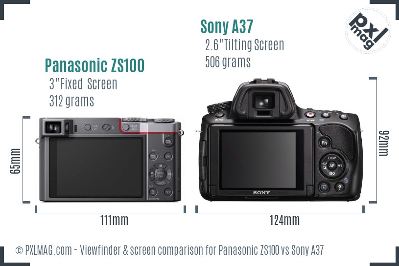 Panasonic ZS100 vs Sony A37 Screen and Viewfinder comparison