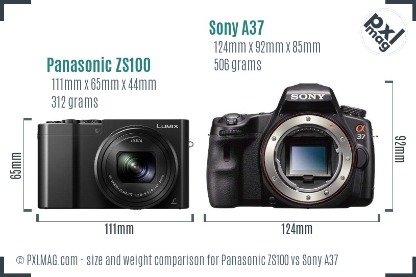Panasonic ZS100 vs Sony A37 size comparison