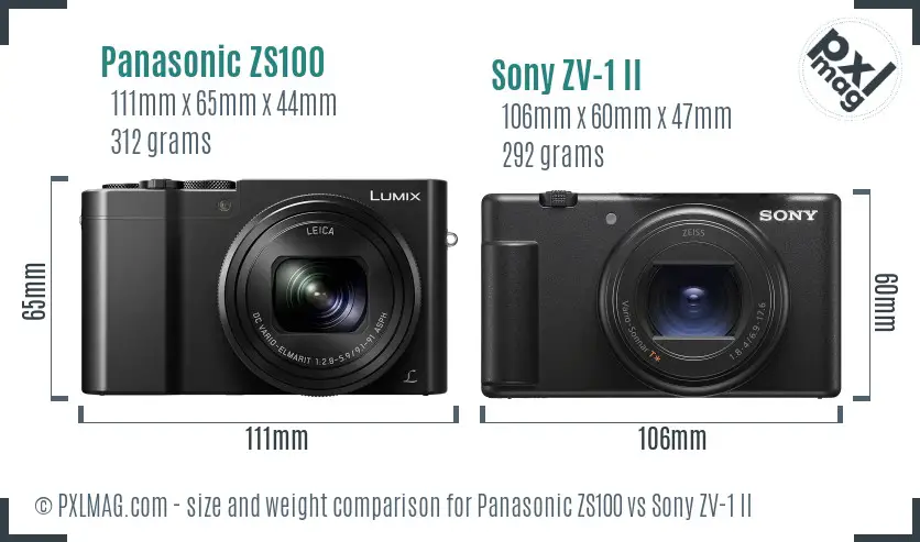 Panasonic ZS100 vs Sony ZV-1 II size comparison