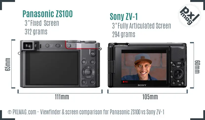 Panasonic ZS100 vs Sony ZV-1 Screen and Viewfinder comparison