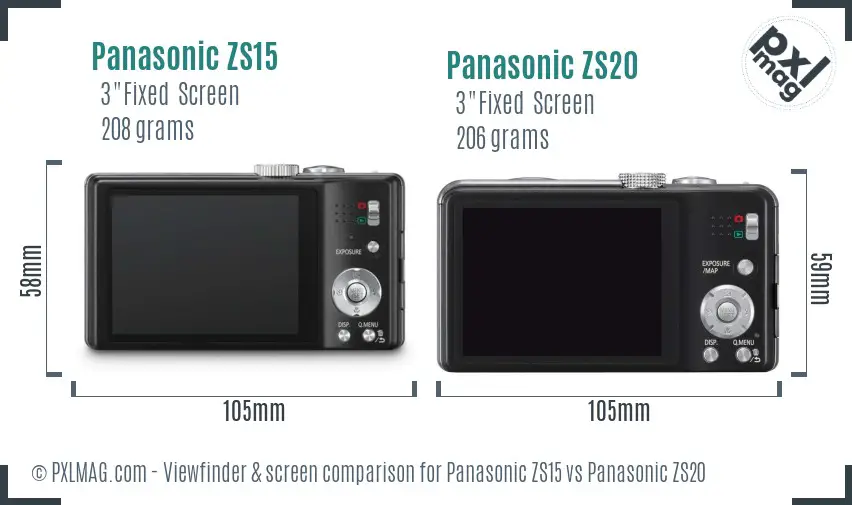 Panasonic ZS15 vs Panasonic ZS20 Screen and Viewfinder comparison