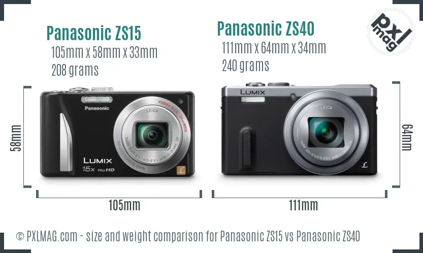 Panasonic ZS15 vs Panasonic ZS40 size comparison
