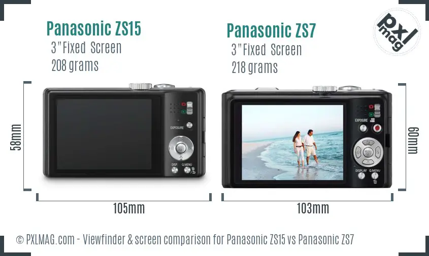 Panasonic ZS15 vs Panasonic ZS7 Screen and Viewfinder comparison