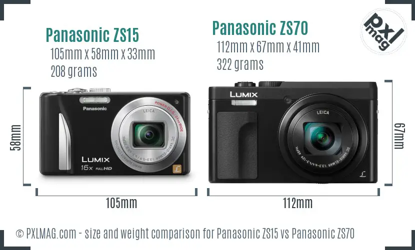 Panasonic ZS15 vs Panasonic ZS70 size comparison