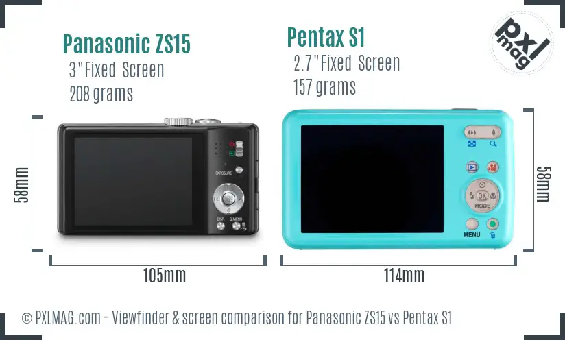 Panasonic ZS15 vs Pentax S1 Screen and Viewfinder comparison