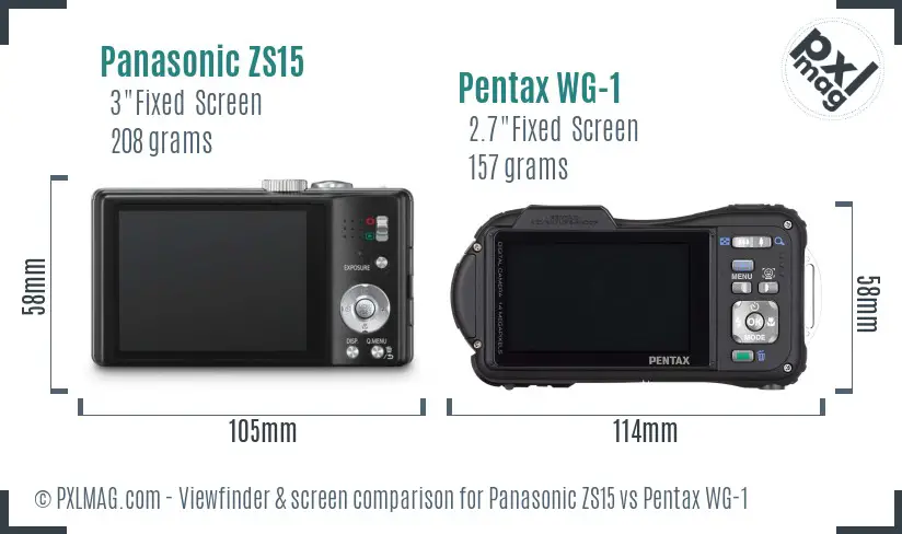 Panasonic ZS15 vs Pentax WG-1 Screen and Viewfinder comparison