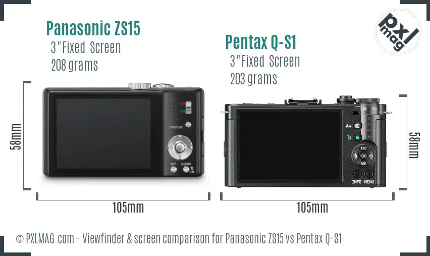 Panasonic ZS15 vs Pentax Q-S1 Screen and Viewfinder comparison