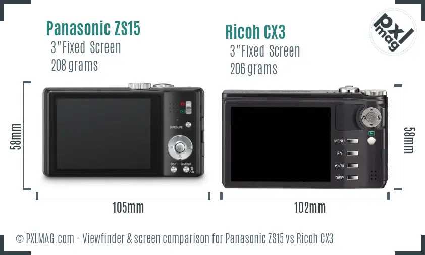 Panasonic ZS15 vs Ricoh CX3 Screen and Viewfinder comparison Panasonic ZS15 vs Ricoh CX3 Screen and Viewfinder comparison