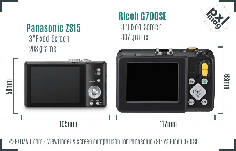 Panasonic ZS15 vs Ricoh G700SE Screen and Viewfinder comparison Panasonic ZS15 vs Ricoh G700SE Screen and Viewfinder comparison