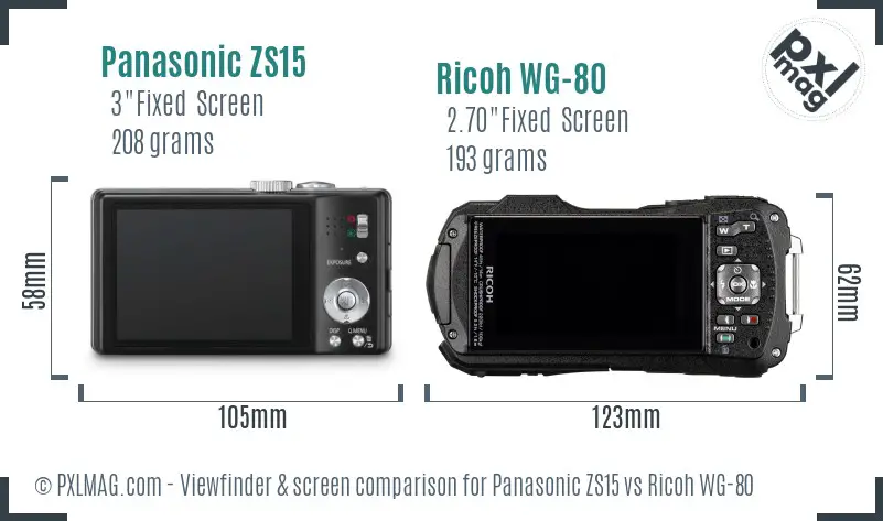Panasonic ZS15 vs Ricoh WG-80 Screen and Viewfinder comparison Panasonic ZS15 vs Ricoh WG-80 Screen and Viewfinder comparison
