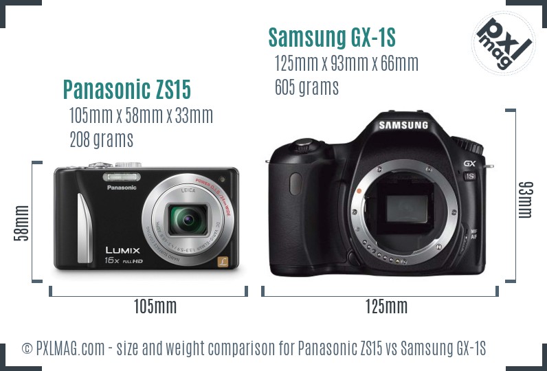 Panasonic ZS15 vs Samsung GX-1S size comparison Panasonic ZS15 vs Samsung GX-1S size comparison