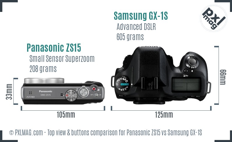 Panasonic ZS15 vs Samsung GX-1S top view buttons comparison