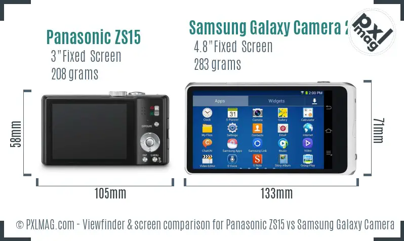 Panasonic ZS15 vs Samsung Galaxy Camera 2 Screen and Viewfinder comparison