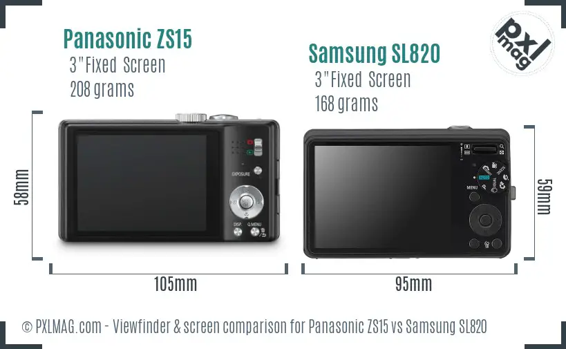 Panasonic ZS15 vs Samsung SL820 Screen and Viewfinder comparison Panasonic ZS15 vs Samsung SL820 Screen and Viewfinder comparison