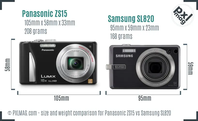 Panasonic ZS15 vs Samsung SL820 size comparison Panasonic ZS15 vs Samsung SL820 size comparison